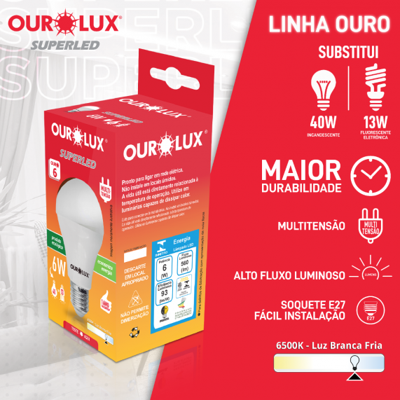 Lâmpada Led 6w Bulbo - Ourolux