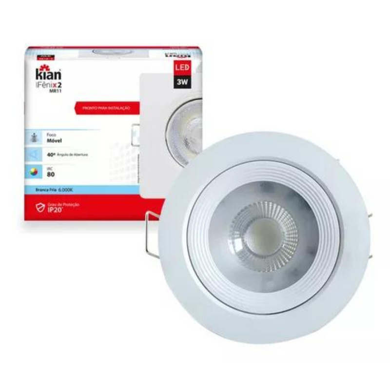 Spot LED Direcionável Fênix MR11 3W 6000K - Kian