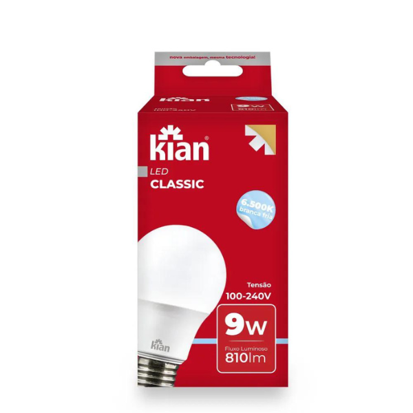 Lâmpada LED Classic Kian 9W 6500K - Luz Branca Fria